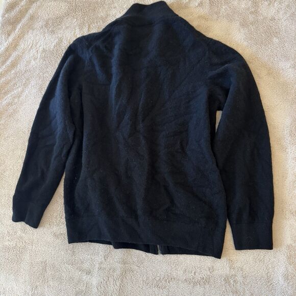 Lacoste 100% Wool Full Zip Cardigan Mock Collar Black XL - Picture 7 of 7